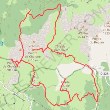 Trace GPS Pointes d'Uble, de Chavasse et de Chalune, itinéraire, parcours