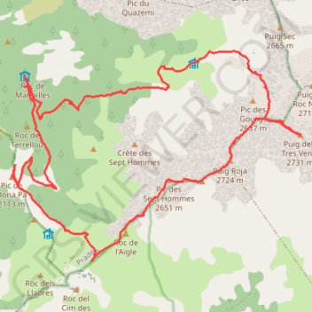 Trace GPS Pic Tres Vents, itinéraire, parcours