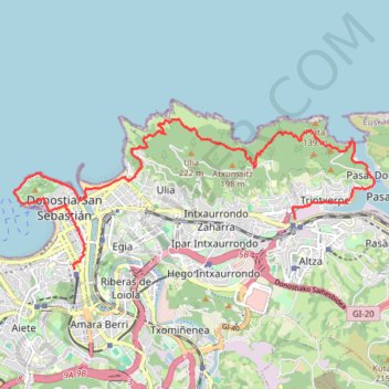 Trace GPS Rando San Sebastian, itinéraire, parcours