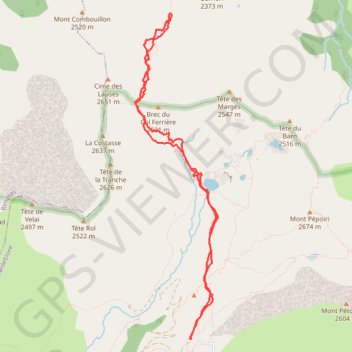 Trace GPS Ski Rando - Millefonds et Col Ferriere, itinéraire, parcours