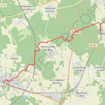 Trace GPS Tournan en Brie - Mortcerf, itinéraire, parcours