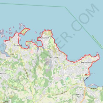 Trace GPS Sentier côtier de Trégastel à Perros-Guirec, itinéraire, parcours