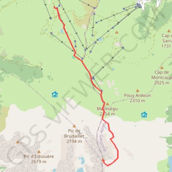 Trace GPS Pic de Nord Nère depuis Peyresourde, itinéraire, parcours