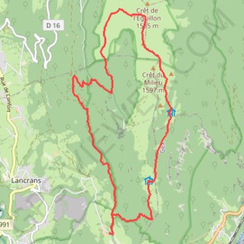 Trace GPS Crêt de la Goutte (01), itinéraire, parcours