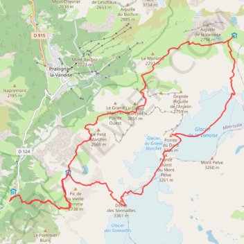 Trace GPS Tour Valette Col de la Vanoise Glacier de la Vanoise, itinéraire, parcours