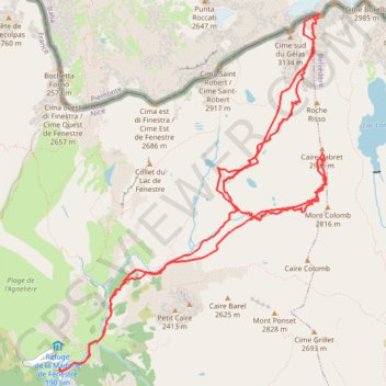 Trace GPS Balcon du Gélas et Cime Cabret, itinéraire, parcours