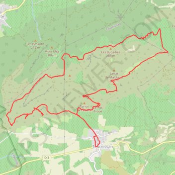 Trace GPS tournissan les terres rouges 15kmet 462m d+, itinéraire, parcours