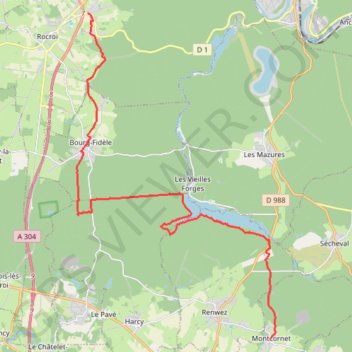 Trace GPS GR12 Rocroi - Montcornet, itinéraire, parcours