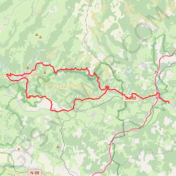 Trace GPS Saint-Geniez-d'Olt (34min) - Vallée du Lot (67km, D+1036m), itinéraire, parcours