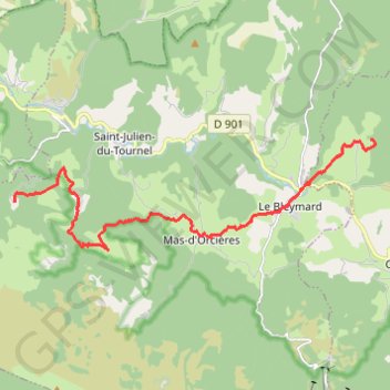 Trace GPS Les Cévennes du gîte des Alpiers au gîte d'Auriac, itinéraire, parcours