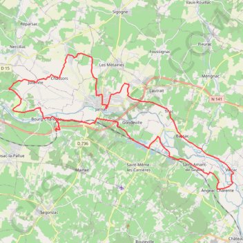 Trace GPS Jarnac 50km, itinéraire, parcours