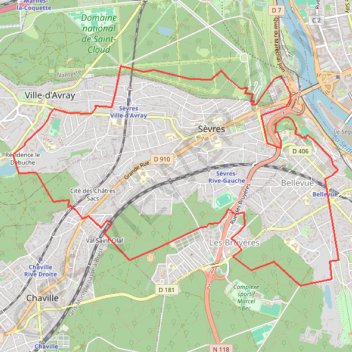 Trace GPS Autour de Sevres, itinéraire, parcours