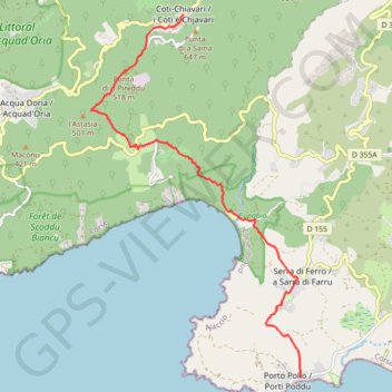Trace GPS Mare e Monti Sud - De Coti Chiavari à Porto Pollo, itinéraire, parcours