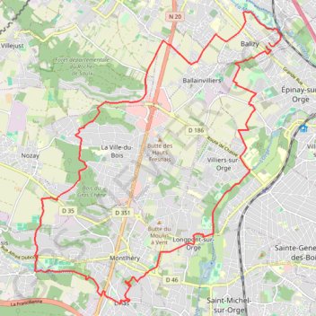 Trace GPS Longjumeau "Jean Maître" boucle Monthléry, itinéraire, parcours