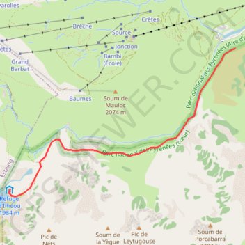Trace GPS Lac et refuge d'Ilhéou, itinéraire, parcours