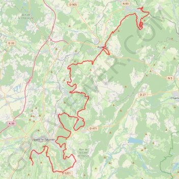 Trace GPS GR59 De Mesnay à Geruge (Jura), itinéraire, parcours