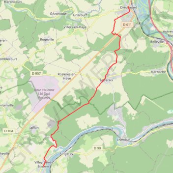 Trace GPS Dieulouard - Villey - Saint-Étienne, itinéraire, parcours