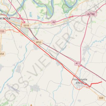 Trace GPS De Piacenza à Chiaravalle della Colomba, itinéraire, parcours