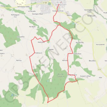 Trace GPS Monts d'Arrée, Plougonven, itinéraire, parcours