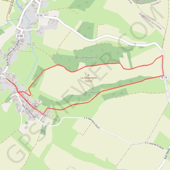 Trace GPS Chemin de la vallée des prêtres (Magnicourt-en-Comte), itinéraire, parcours