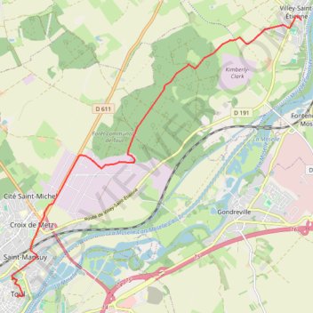 Trace GPS Villey - Saint-Étienne - Toul, itinéraire, parcours