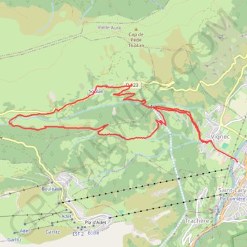 Trace GPS Grande boucle de Vignec (Saint Lary) à Soulan, itinéraire, parcours