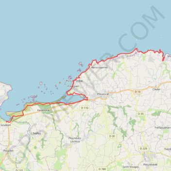 Trace GPS GR34 de Port Neuf à Goulven, itinéraire, parcours