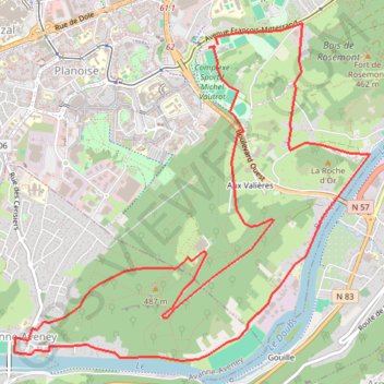 Trace GPS Fort de Planoise - Besançon, itinéraire, parcours