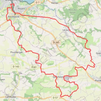 Trace GPS Boucle Douarnenez - Gourlizon, itinéraire, parcours
