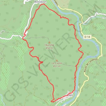 Trace GPS Tour de l'Ayrolle, à partir de Ceps, itinéraire, parcours