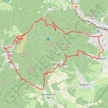 Trace GPS Thann - Rammersmatt - Col du Hundsruck - Thann, itinéraire, parcours