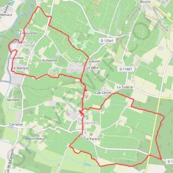 Trace GPS Sauternes et Bommes, itinéraire, parcours