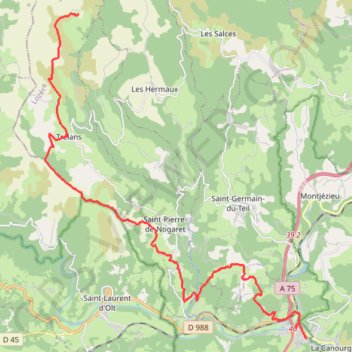 Trace GPS Banassac - Gite de Plagnes, itinéraire, parcours
