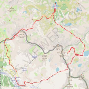 Trace GPS Ski de rando - Lombarde - Rio Fredo - Valscura - Druos, itinéraire, parcours