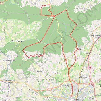Trace GPS Tournée des carrefours de la forêt d'Écouves, itinéraire, parcours