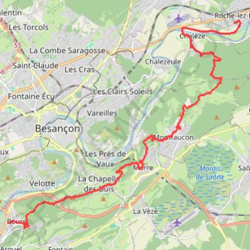 Trace GPS Beure - Roche lez Beaupré, itinéraire, parcours