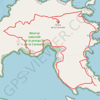 Trace GPS Grand circuit de la Réserve Naturelle de la Presqu'île de la Caravelle, itinéraire, parcours