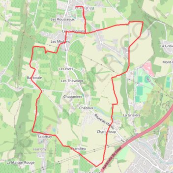 Trace GPS Le circuit des crêtes de Salornay - Hurigny, itinéraire, parcours