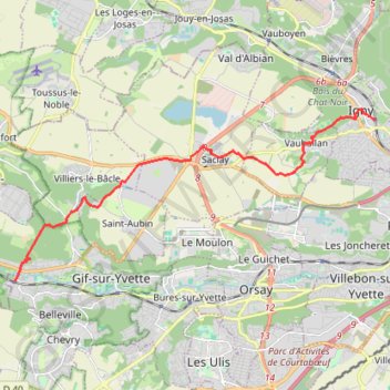Trace GPS Chemin de Compostelle - Igny à Gif sur Yvette par Saclay, itinéraire, parcours