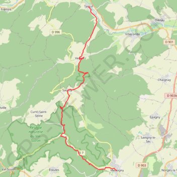 Trace GPS Tarsul - Messigny-et-Vanoux, itinéraire, parcours