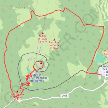 Trace GPS Tour et sommet du Puy de Dôme, itinéraire, parcours