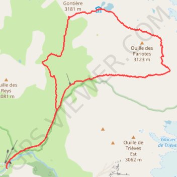 Trace GPS Le col des Pariotes, itinéraire, parcours