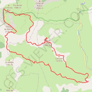 Trace GPS Tête de Rigaud et Dôme de Barrot depuis Rubi, itinéraire, parcours