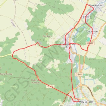 Trace GPS Entre Dannemois et Milly-La-Forêt par le château de Courances, itinéraire, parcours