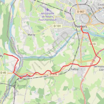 Trace GPS Nevers / Cuffy, itinéraire, parcours