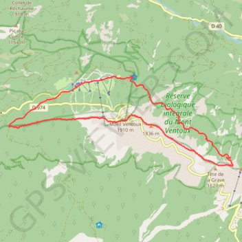 Trace GPS Le mont ventoux, itinéraire, parcours