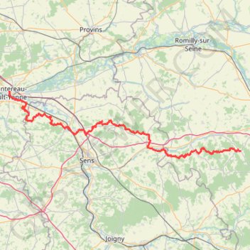Trace GPS GR 2 : De Vauchassis (Aube) à Montereau-Fault-Yonne (Seine-et-Marne), itinéraire, parcours