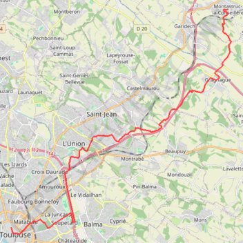 Trace GPS Toulouse montrastuc, itinéraire, parcours