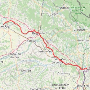 Trace GPS Passau Straubing, itinéraire, parcours