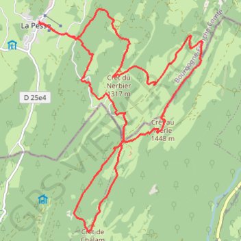 Trace GPS JURA - Crêt de Chalam, itinéraire, parcours